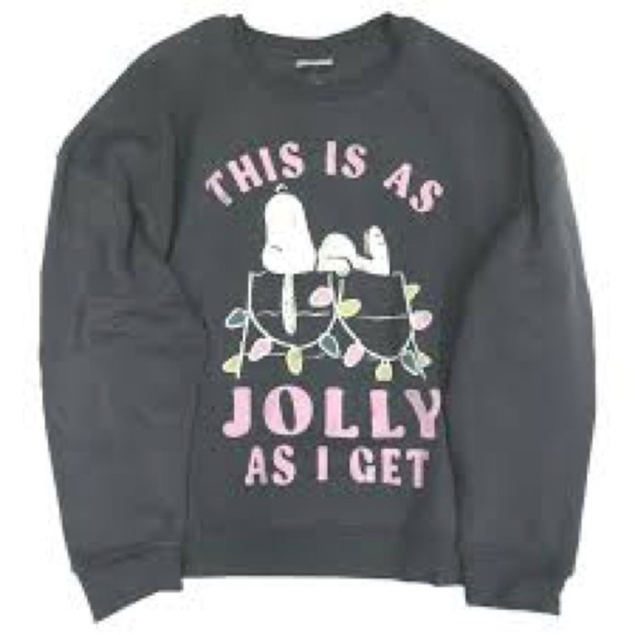 Peanuts Sweaters - Peanuts Snoopy "This Is As Jolly As I Get" Christmas Sweatshirt